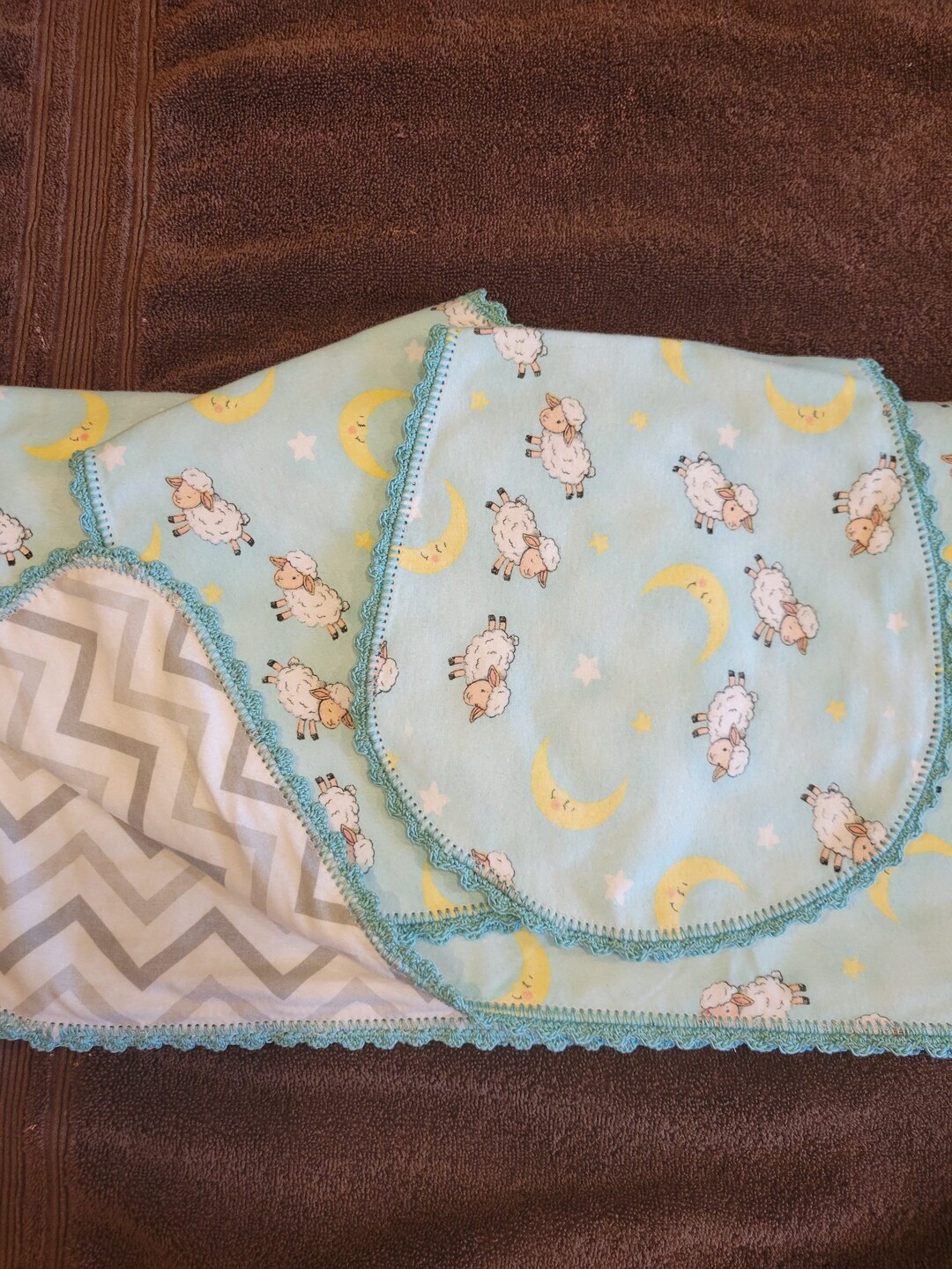 Baby Receiving Blanket Flannel With Hemstitched Crocheted Etsy