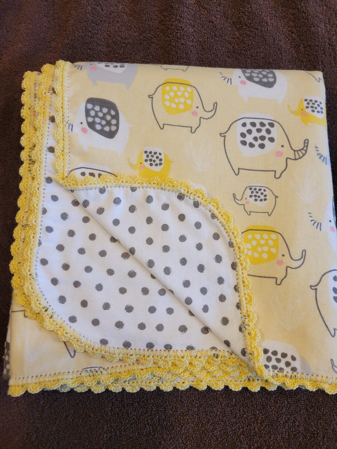 Flannel Hemstitched Receiving Baby Blanket With Crocheted Edge Etsy