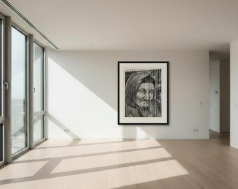Escultura de pared 3D "BABA SALI" de Shem Tov, firmada a mano, con marco personalizado y certificado de autenticidad en tres tamaños.