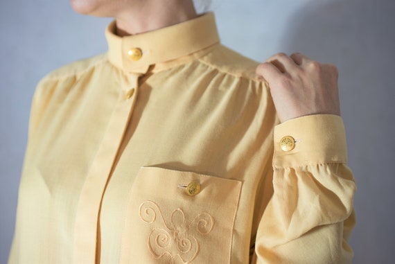 Vintage Canary Yellow Wool Shirt, Wool-flannel Yel