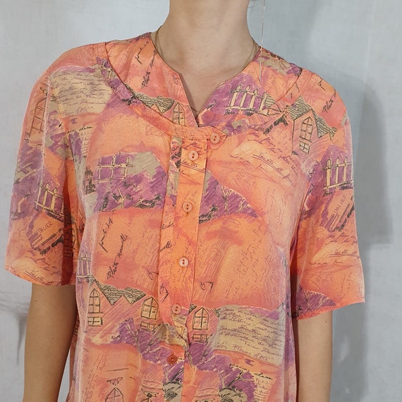 Voglia 80s Vintage Blouse, Short sleeves Blouse, O