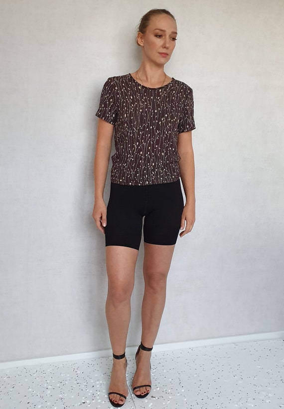 René Derhy Vintage Top, Brown Floral Top
