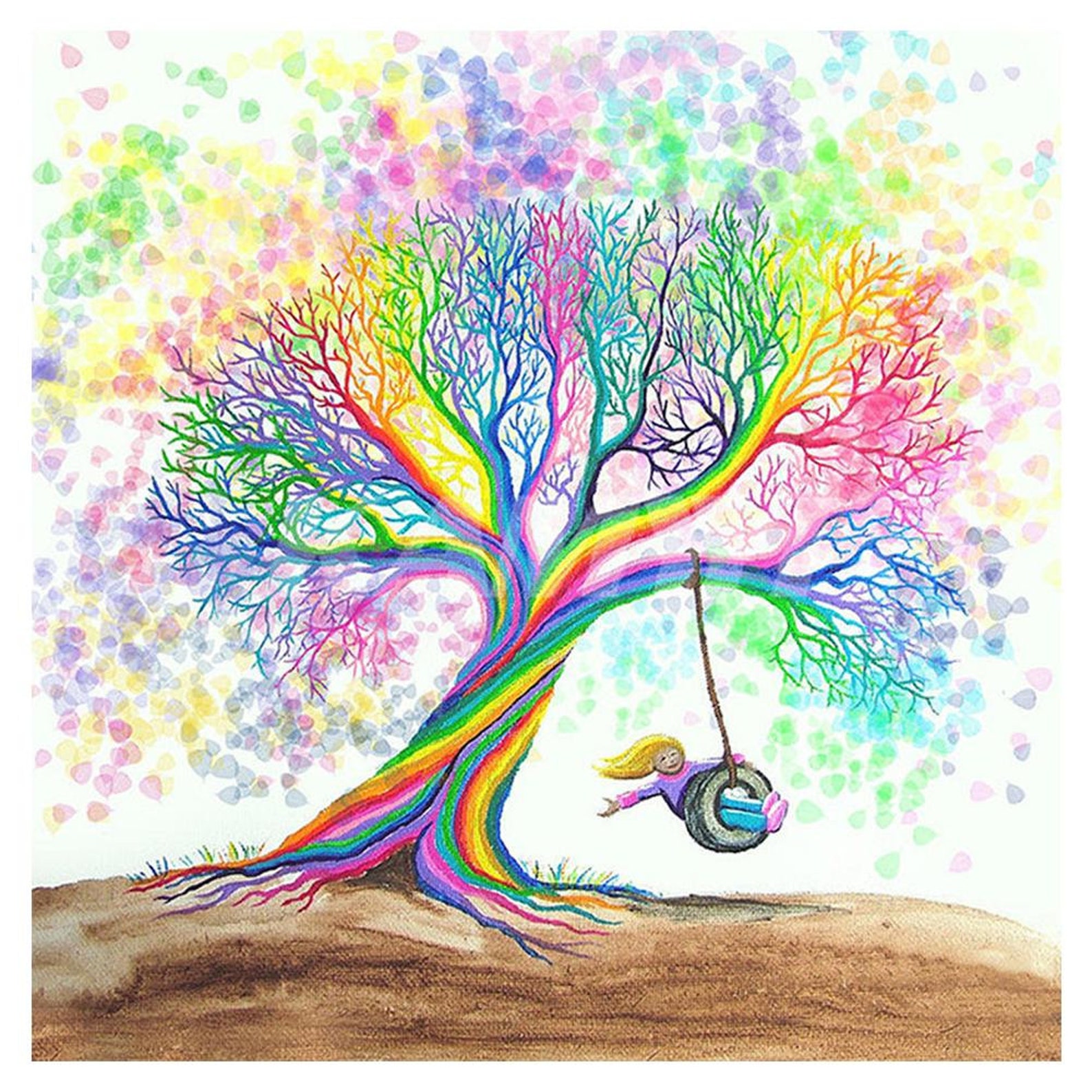 Diamond Embroidery Rainbow Tree Dreams Diy Diamond Painting | Etsy