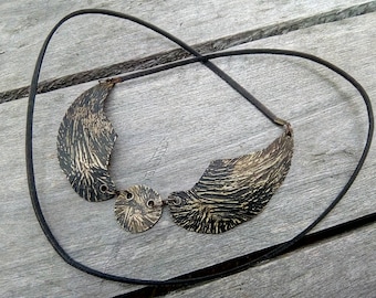 Hand forged lady Dark angel neclace brass pendant