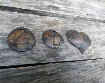 Hand forged copper pendants for necklaces and jewelry