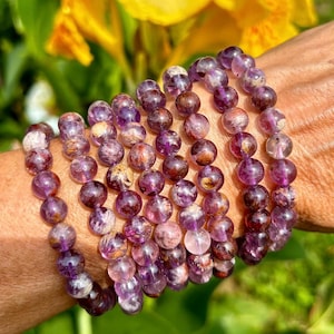 Natural 8mm Super Seven Bracelet, Melody Stone, Sacred Stone, Aligns all Chakras, Stimulates and Develops Psychic Abilities