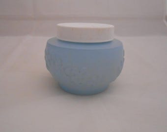 Tarro vacío de crema hidratante Avon Rich Moisture, azul/blanco, estampado floral, cosméticos, 142 g (5 oz)