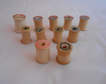 Vintage Wooden Spools, Lot Of 11, Empty Spools, Sewing, Arts/Crafts, Coats/Clark