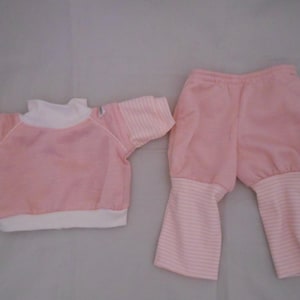 Vintage Cabbage Patch Kids Pink And White Sweat Suit, Doll Clothing, 1980's