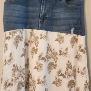 Jean skirt upcycled Blue denim jeans into a skirt, art, sewn, remade, summer beach women ladies clothes