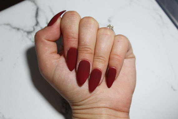 Matte Burgundy Dark Red Press On Nails Multiple Shapes Available Fake Nails Glue On Nails