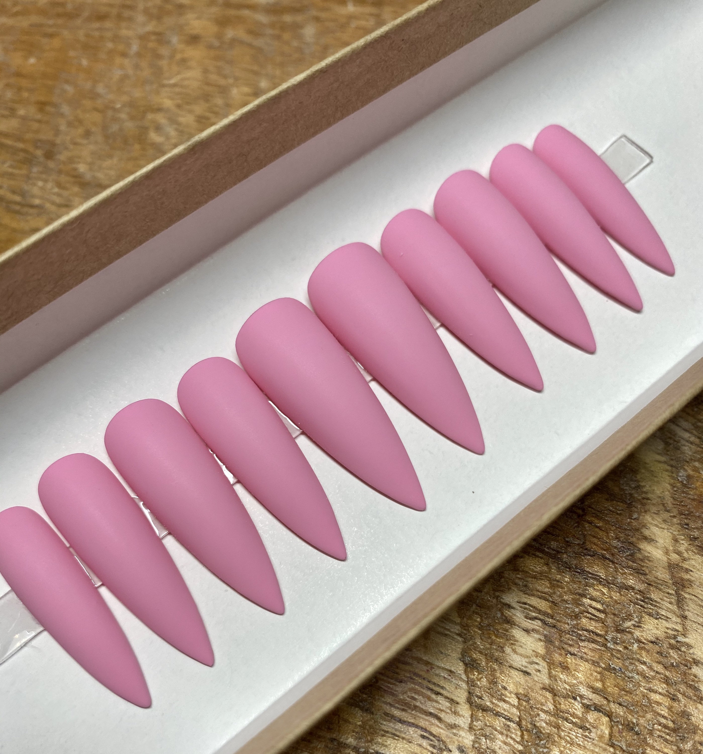 Matte Light Pink Press On Nails Glue On Nails Short/Long | Etsy