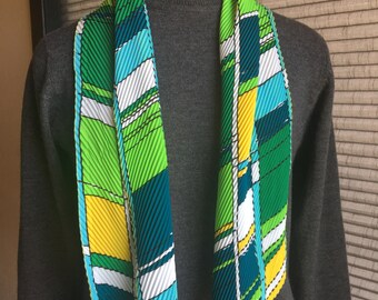 70s Textured Green and Blue Scarf