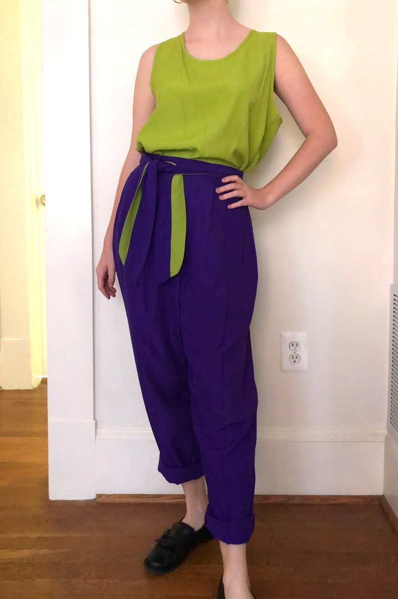 80s90s Green and Purple Leisure Suit