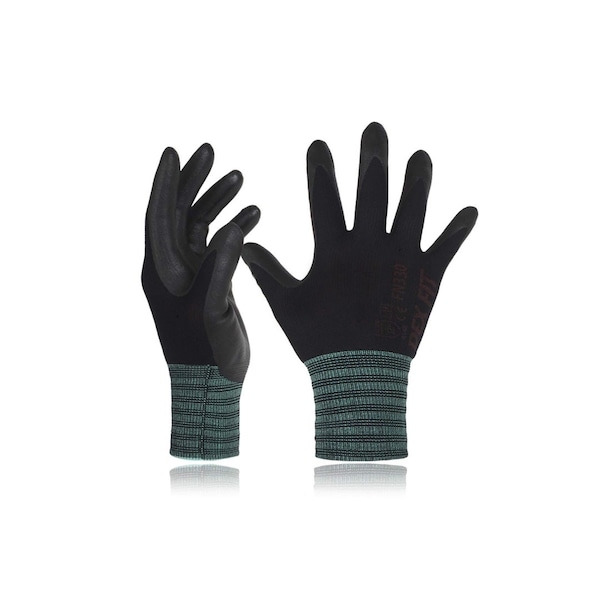 DEX FIT Nitrile Work Gloves FN330, 1 Pair, 3D-Comfort Stretchy Fit, Firm Grip, Thin & Lightweight, Touch-Screen Compatible