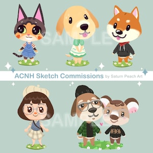 Turn your pet into a villager! Digital Custom Personalized Sketch Commission Couples Villagers Pets Christmas Gift Holiday Anniversary