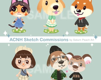 Turn your pet into a villager! Digital Custom Personalized Sketch Commission Couples Villagers Pets Christmas Gift Holiday Anniversary