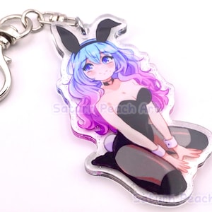 OC Bunny Anime Girl Glitter Charm | 2.5&quot; Double Sided Glittery Acrylic Keychains