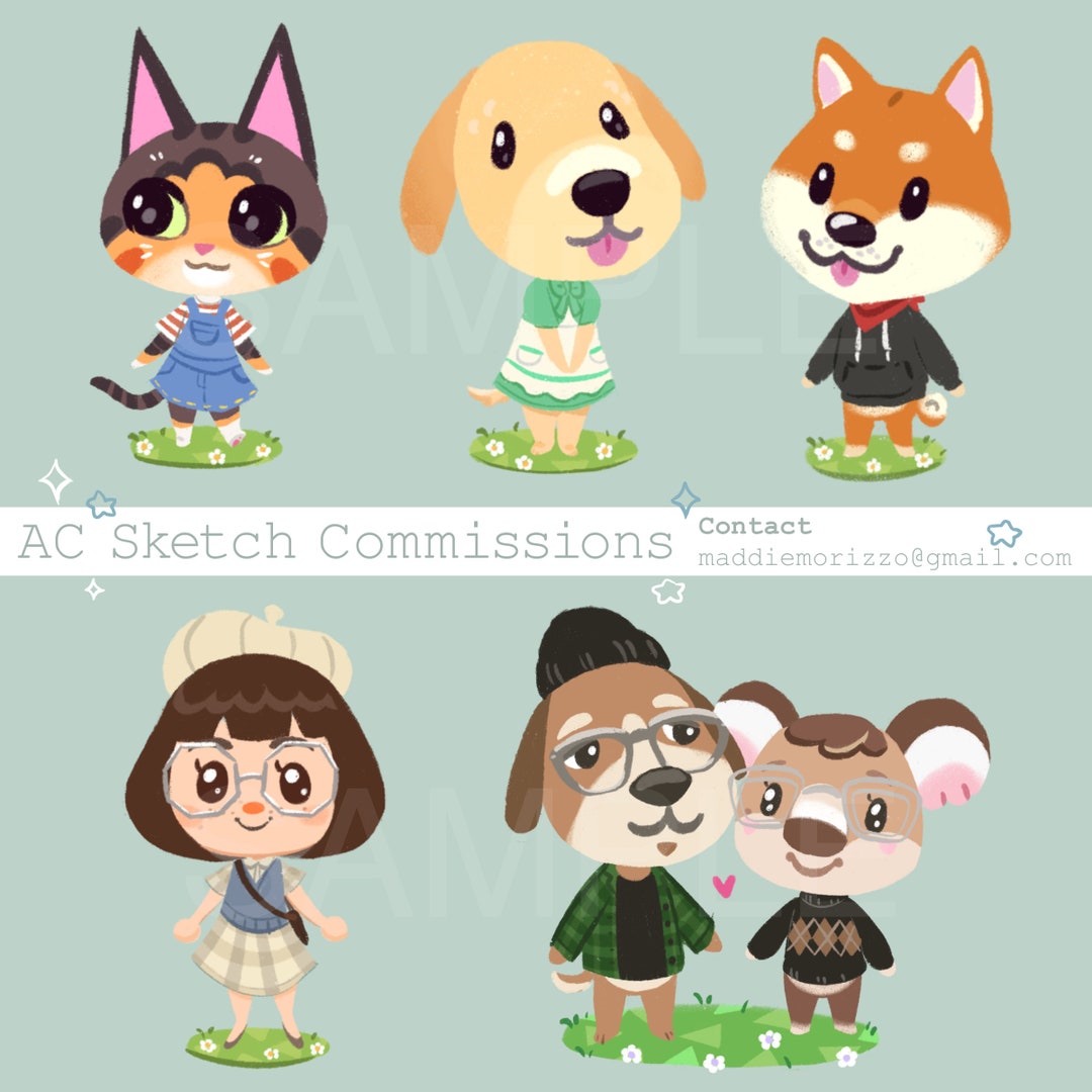 Turn Your Pet Into a Villager ACNH Digital Custom Personalized Sketch