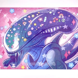 Decora Alien Holographic Art Print - 5x7, 9x12