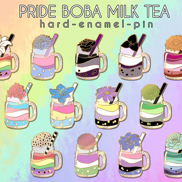 Pride Boba Milk Tea: Enamel Pins