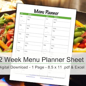 Weekly Menu Planner / Meal Planner with Activities
