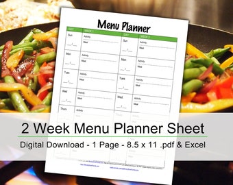 Weekly Menu Planner / Meal Planner with Activities