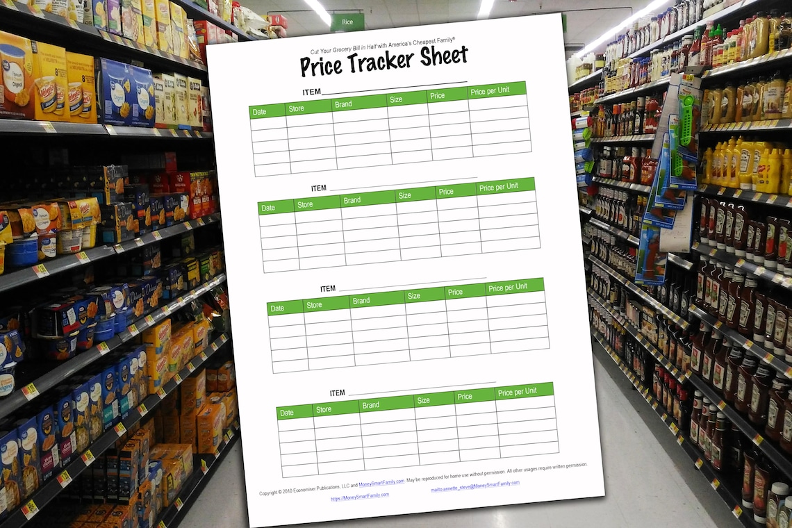 Price Matching Printable Grocery Price Tracker Sheet for Building a Grocery Price Book - Save ...