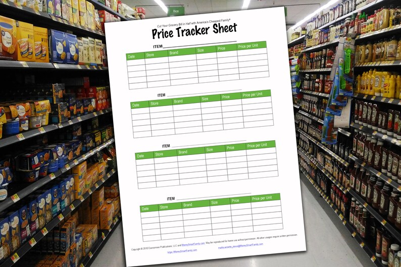 Grocery Price Tracker Sheet for Building a Grocery Price Book Save