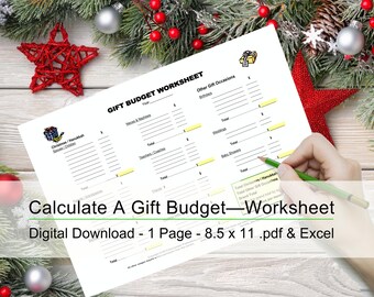 Gift Budget Worksheet - Help planning your gift buying and spending for a year