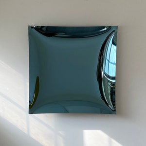 Contemporary Square Concave Mirror, Inspired by Space Age decor, Blue Mirror, Contemporary Mirror, Hand crafted, Mirror Wall Decor