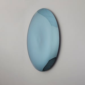 Contemporary Convex Mirror wih Concave Mirror,  Inspired by Space Age decor, Blue Mirror, Hand crafted, Mirror Wall Decor, Curve Mirror