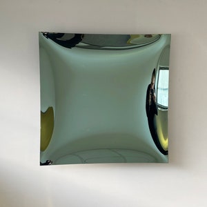 Contemporary Square Concave Mirror, Space Age decor, Green Mirror, Contemporary Mirror, Hand crafted, Mirror Wall Decor