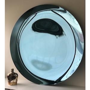 Contemporary Concave Mirror,  Inspired by Space Age decor, Blue Mirror, Contemporary Mirror, Hand crafted, Mirror Wall Decor, Curve Mirror