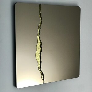 Fracture™ Bronze Tinted Square Mirror with Brass Detailed, Hand crafted, Brass Square Mirror image 3