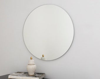 Contemporary Round Frameless Mirror, Minimalist Mirror