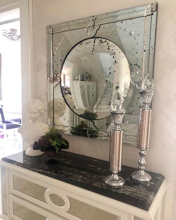 アンティーク調 壁掛けミラー 大きめサイズ 面取りガラス 【公式通販】