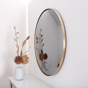 Black Convex Mirror with Brushed Brass Frame, Hand crafted, Wall Mirror, Space Age Decor, Contemporary, Curve Mirror