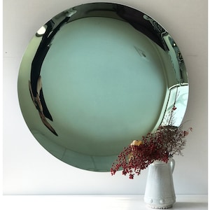 Contemporary Concave Mirror, Inspired by Space Age decor, Green Mirror, Contemporary Mirror, Hand crafted, Mirror Wall Decor, Curve Mirror image 1