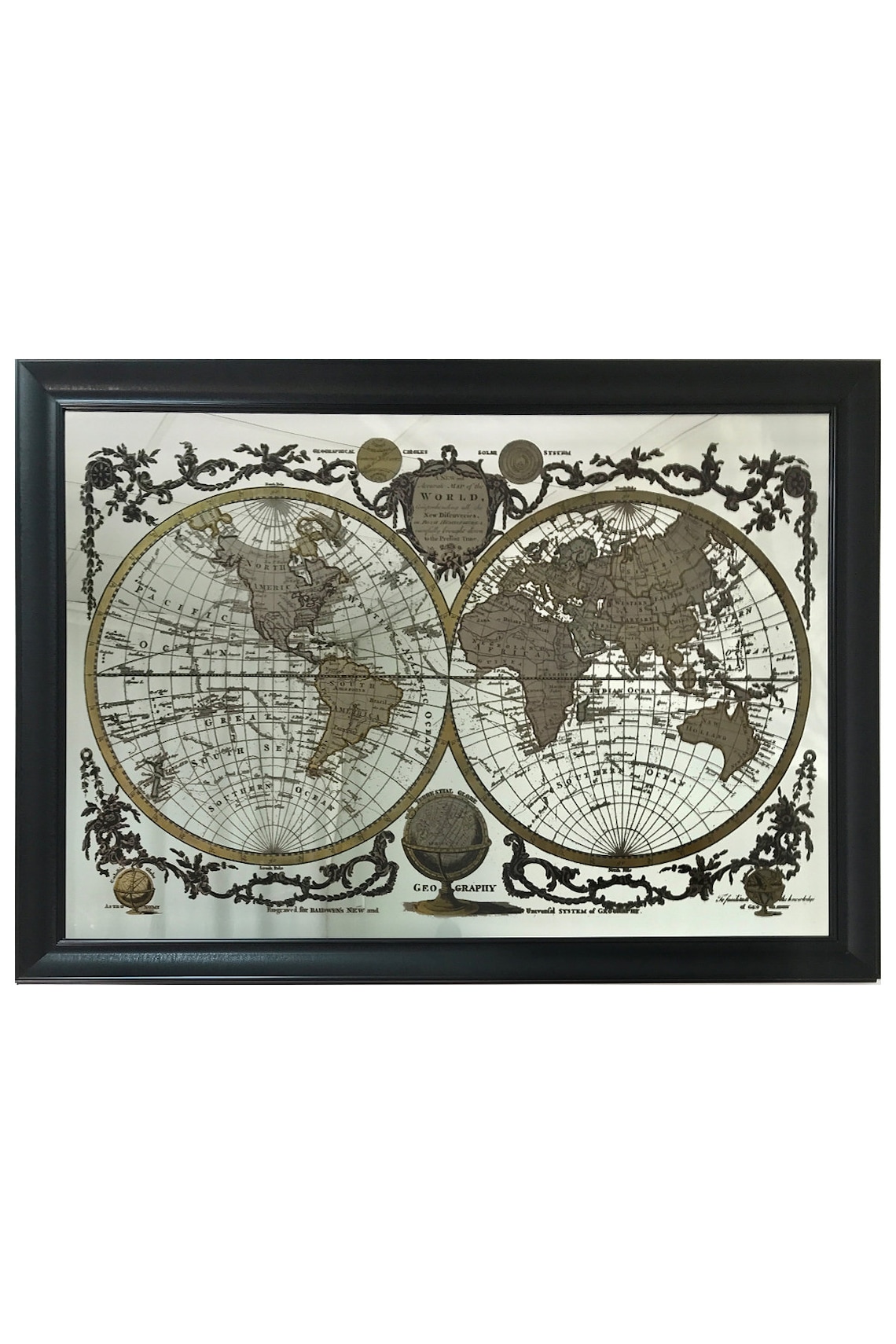Geography World Map Mirror Chart Wall Decor UV Mirror Large - Etsy