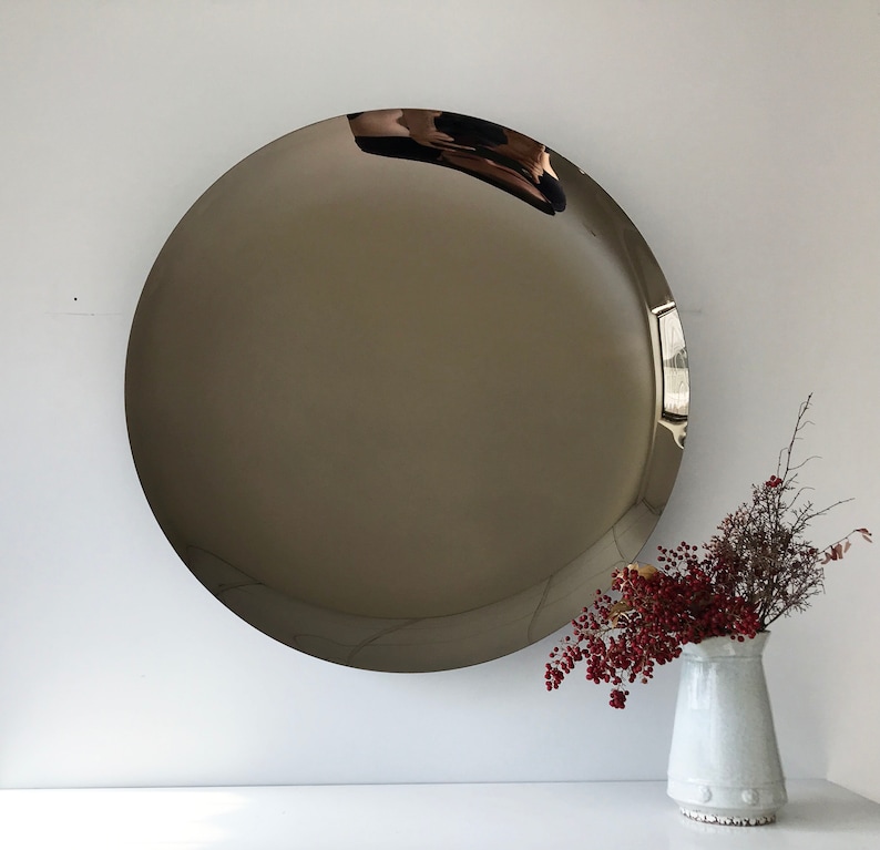 Contemporary Concave Mirror, Inspired by Space Age Decor, Bronze Mirror, Contemporary Mirror, Hand crafted, Mirror Wall Decor, Curve Mirror image 1