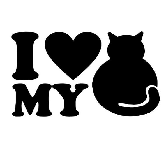 I Heart My Cat Cat Decals Fat Cat Stickers I Love My Cat Etsy