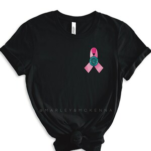 Pink Awareness Ribbon with Turquoise Cluster Shirt