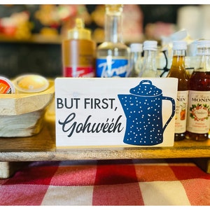 But first, Coffee Mini Tier Tray Sign -Blue Coffee Pot