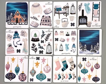 Nordic Nights Collection - Planner Stickers - White Matte