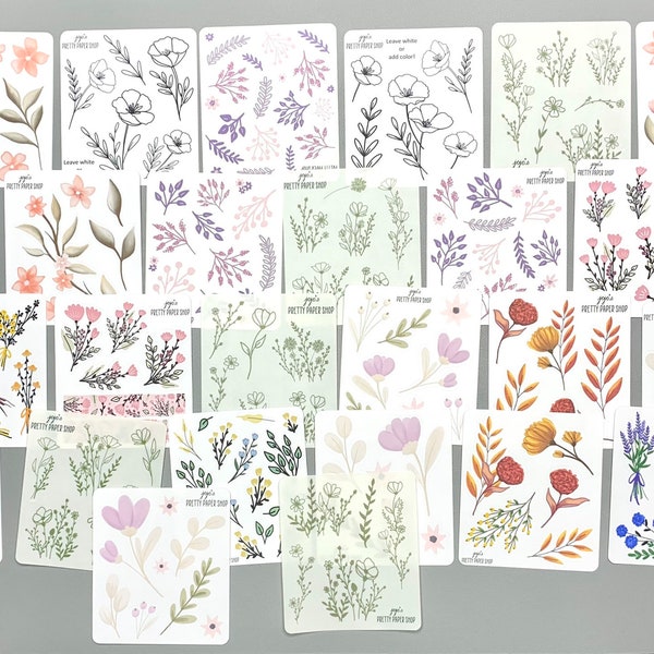 UNWRAPPED Mystery Set of 8 - 2023 Advent Floral Sticker Sheet Set - LIMITED QUANTITIES