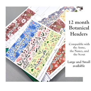 LD 12 month Botanical Headers - for Laurel Denise Anne, Nancy, and Scout (Horizontal / Vertical / Portrait Small & Large)