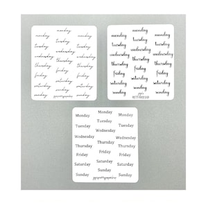 Days of the Week (3 different designs) - Planner stickers