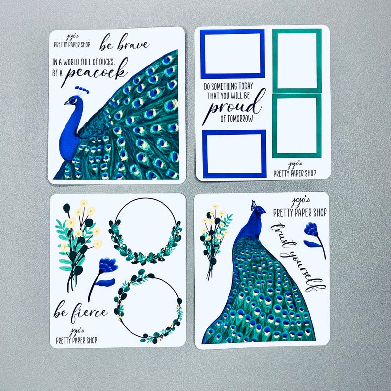 Peacocks Mini Set of 4 Sheets Planner Stickers | Etsy