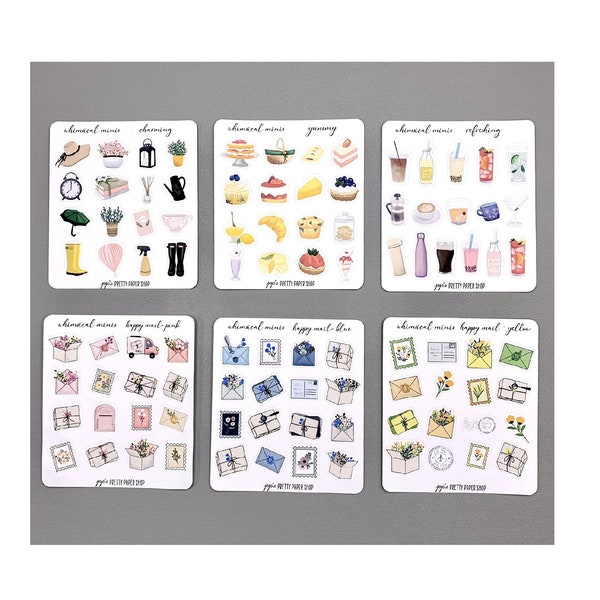 Whimsical Minis vol 1 - Cute little illustrations - Planner Stickers - Perfect for Hobonichi and Erin Condren
